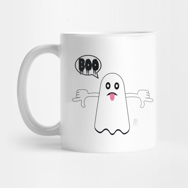 Ghost Of Disapproval - Unhappy​ Ghost​ Saying​ BOO! and showing tongue by ArtProjectShop